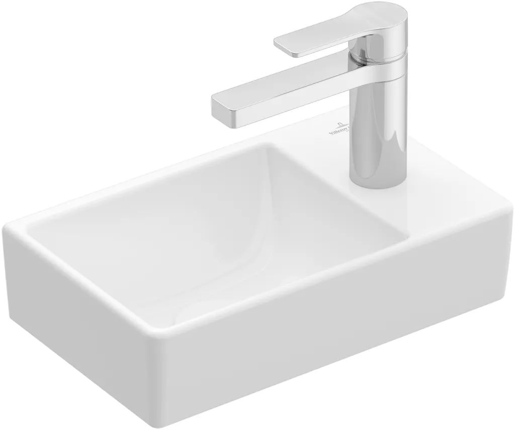 Villeroy & Boch Handwaschbecken „Avento“ 360 × 220 × 110 mm, für Becken links, mit Hahnlochbohrung, Hahnlochposition mittig in Morning Green Villeroy & Boch Handwaschbecken „Avento“ 360 × 220 × 110 mm, für Becken links, mit Hahnlochbohrung, Hahnlochposition mittig in Morning Green