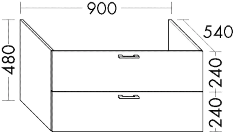 Burgbad Waschtischunterschrank Sys30, 900 mm breit, 480 mm hoch, 540 mm tief, 1 Schublade oben, 1 Auszug unten