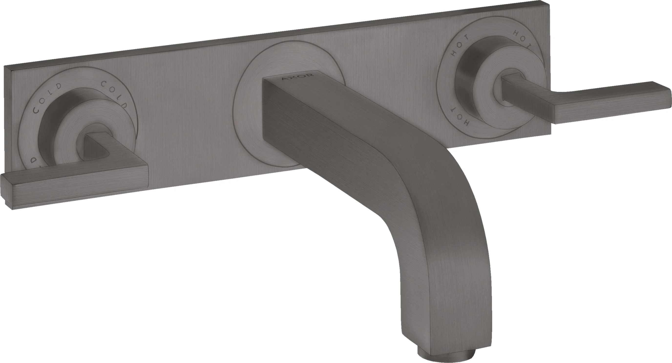 Hansgrohe AXOR Citterio 3-Loch Waschtischarmatur Unterputz, Brushed Black Chrome, Ausladung 226 mm, Hebelgriff, Normalstrahl, max. Durchfluss 5 l/min
