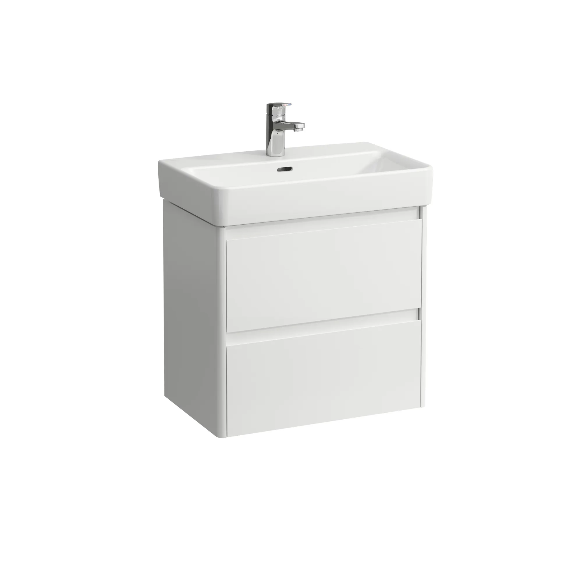 Waschtischunterbau BASE 2.0 für PRO S 361x572x515 2 Schubladen mit Griffmulde für Waschtisch H818959 COMPACT weiß matt