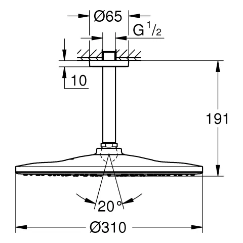 Kopfbrauseset Rainshower Mono 310 22122, 1 Strahlart, Durchflusskonstanthalter 9,5 l/min, Deckenauslass 142 mm, phantom black Kopfbrauseset Rainshower Mono 310 22122, 1 Strahlart, Durchflusskonstanthalter 9,5 l/min, Deckenauslass 142 mm, phantom black