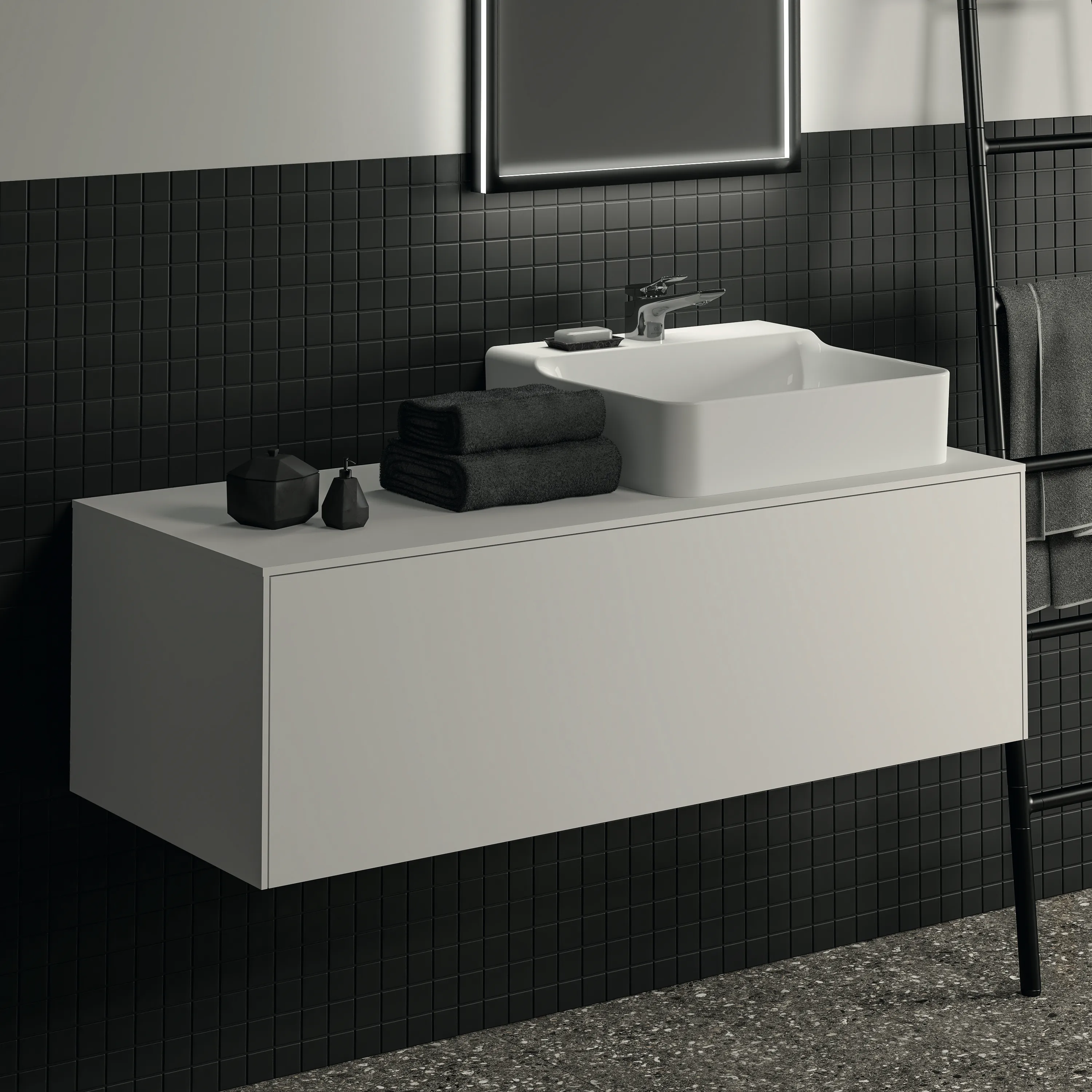 Ideal Standard Waschtischunterschrank „Conca“ 120,2 × 37 × 50,5 cm Weiß matt lackiert Ideal Standard Waschtischunterschrank „Conca“ 120,2 × 37 × 50,5 cm Weiß matt lackiert