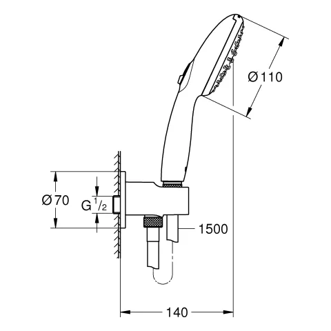 Wandhalterset Tempesta 110 26406_3, 2 Strahlarten: Rain/Jet, Wandanschlussbogen mit Halter, Relexaflex Brauseschlauch 1.500mm, Water Saving, maximaler Durchfluss (bei 3 bar): 8.5 l/min, chrom Wandhalterset Tempesta 110 26406_3, 2 Strahlarten: Rain/Jet, Wandanschlussbogen mit Halter, Relexaflex Brauseschlauch 1.500mm, Water Saving, maximaler Durchfluss (bei 3 bar): 8.5 l/min, chrom