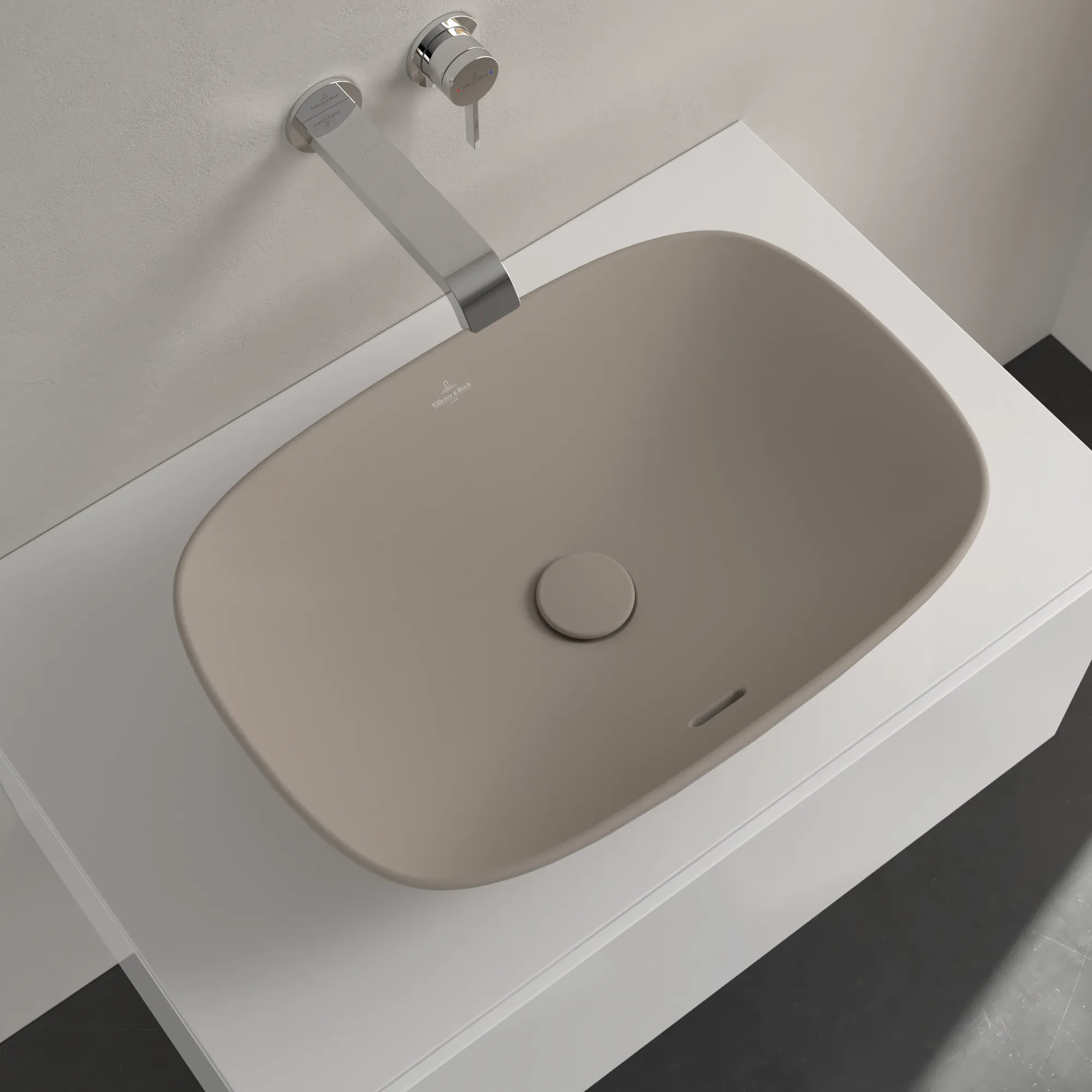 Villeroy & Boch Aufsatzwaschbecken Loop & Friends Almond CeramicPlus 560x380x150mm matt TitanCeram mit Überlauf Villeroy & Boch Aufsatzwaschbecken Loop & Friends Almond CeramicPlus 560x380x150mm matt TitanCeram mit Überlauf