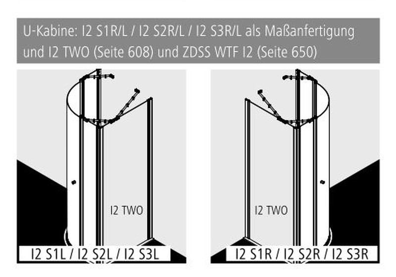 Kermi Duschdesign Viertelkreis-Duschkabine mit Schwingtür rechts mit Festfeldern für ungleichschenklige Wannen „IBIZA 2000“ Profile Silber Mattglanz, Anschlag rechts, Drehtür einteilig BV: 725 - 875 mm WE: 735