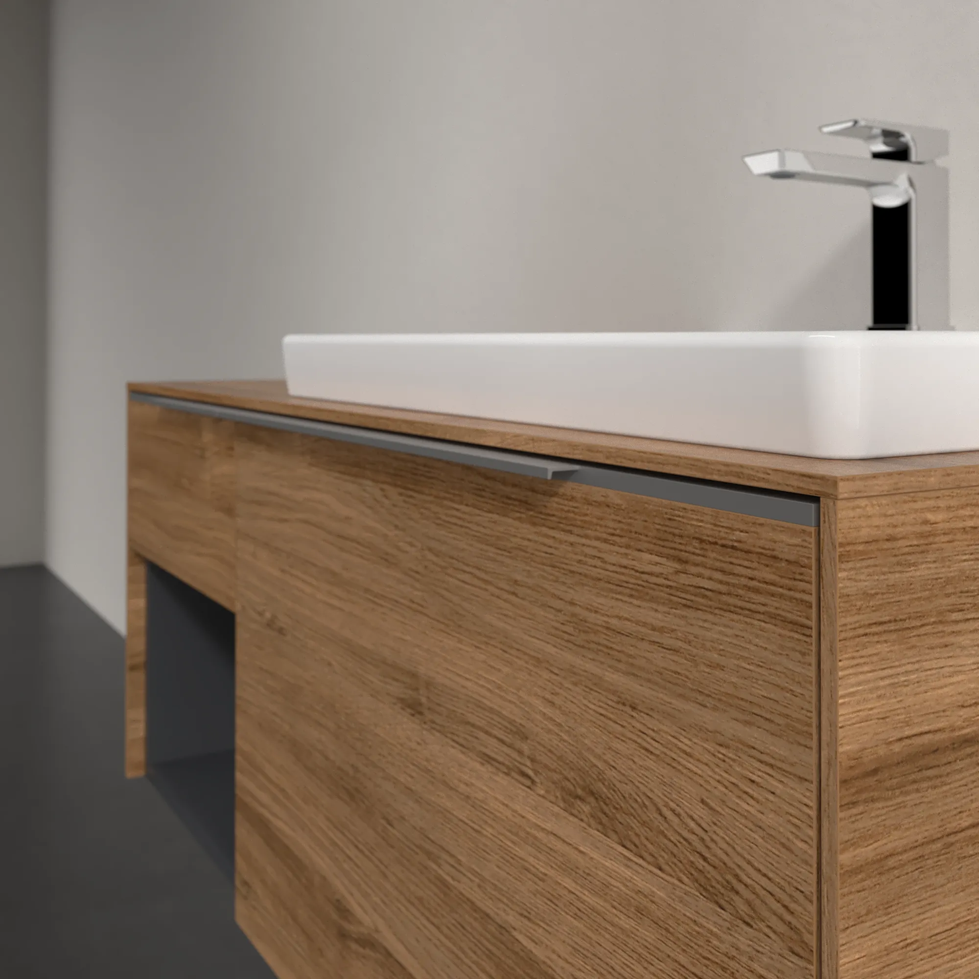 Villeroy & Boch Waschtischunterschrank mit Regalelement „Subway 3.0“ für Schrankwaschtisch 1001 × 423 × 516 mm Kansas Oak, für Becken rechts