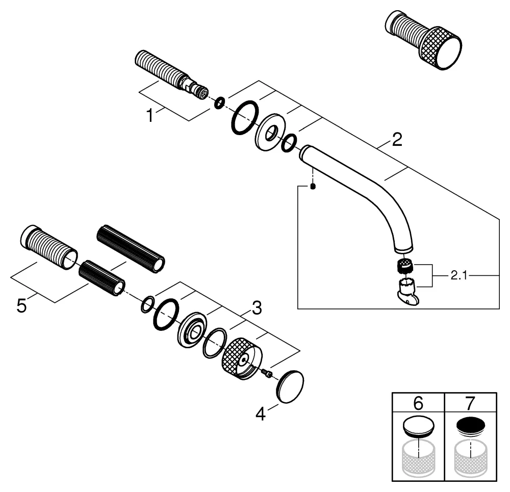 3-Loch-Waschtischbatterie Atrio Private Collection 20589, Wandmontage, Fertigmontageset für 29 025 002, Knopfbetätigung mit Metalleinlagen, Stichmaß 200mm, Ausladung 180mm, chrom