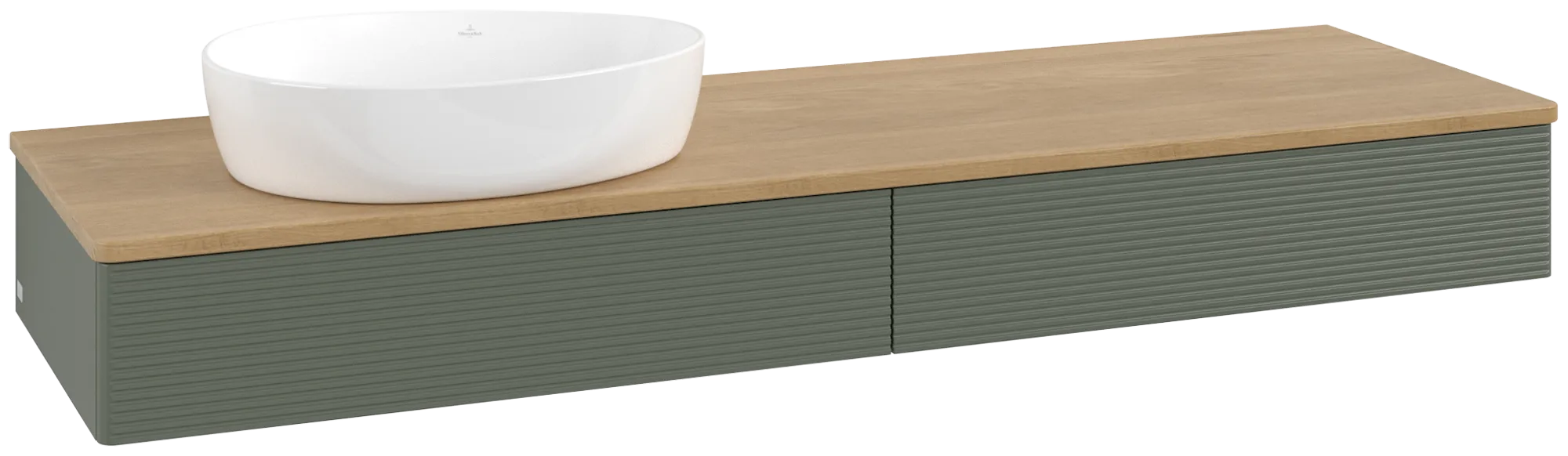 Villeroy & Boch Antao Waschbeckenunterschrank K15_1, 1600 x 190 x 500 mm, Leaf Green Matt Lacquer / Honey Oak
