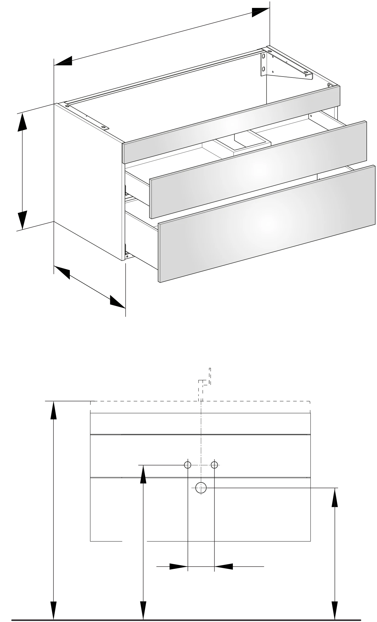 Edition 400 Waschtischunterbau 2 Auszüge 1050 x 546 x 535 mm trüffel/trüffel