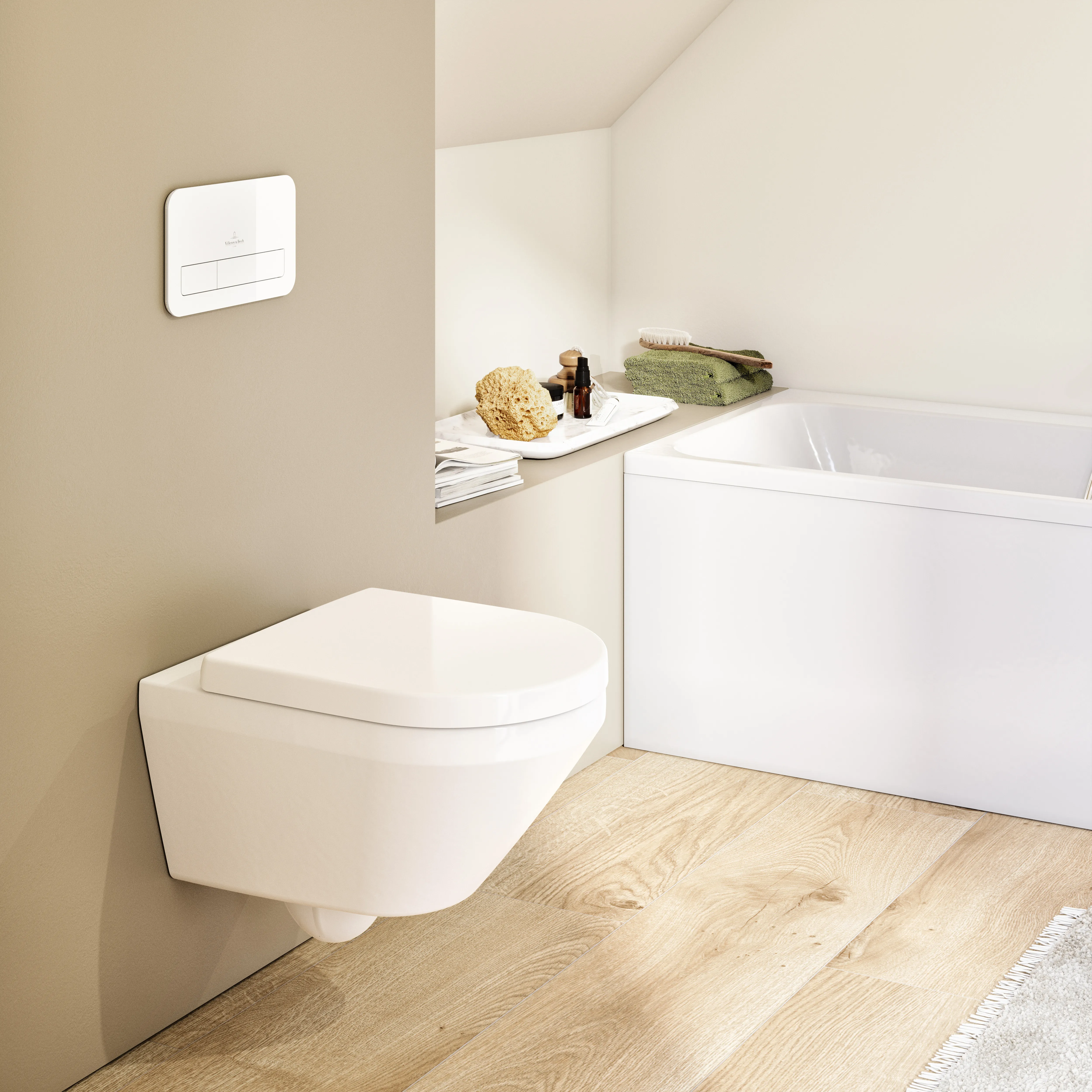 Wand-Tiefspül-WC Combi-Pack TwistFlush „Architectura“ 37 × 35,5 × 53 cm, Befestigung sichtbar, ohne Spülrand