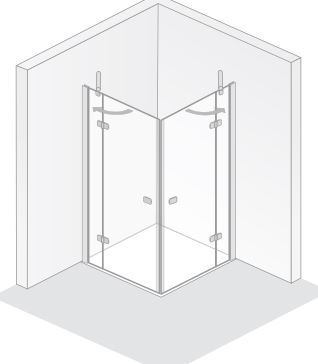 HSK teilgerahmte Eckeinstieg 4-teilig „Premium Softcube“ 90 × 200 cm Glas Klar hell