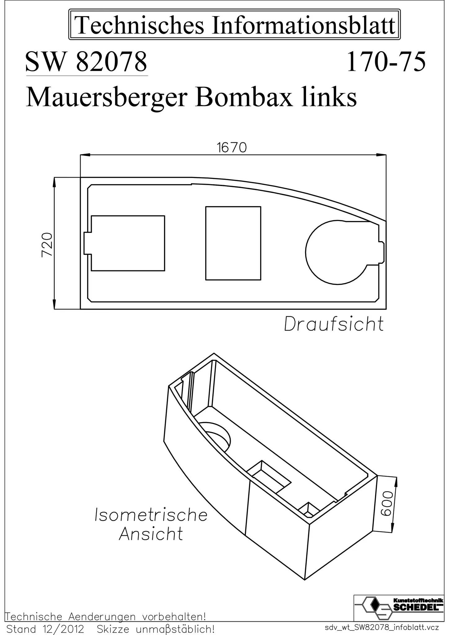 Mauersberger Styroporträger bombax 170⁄75 links