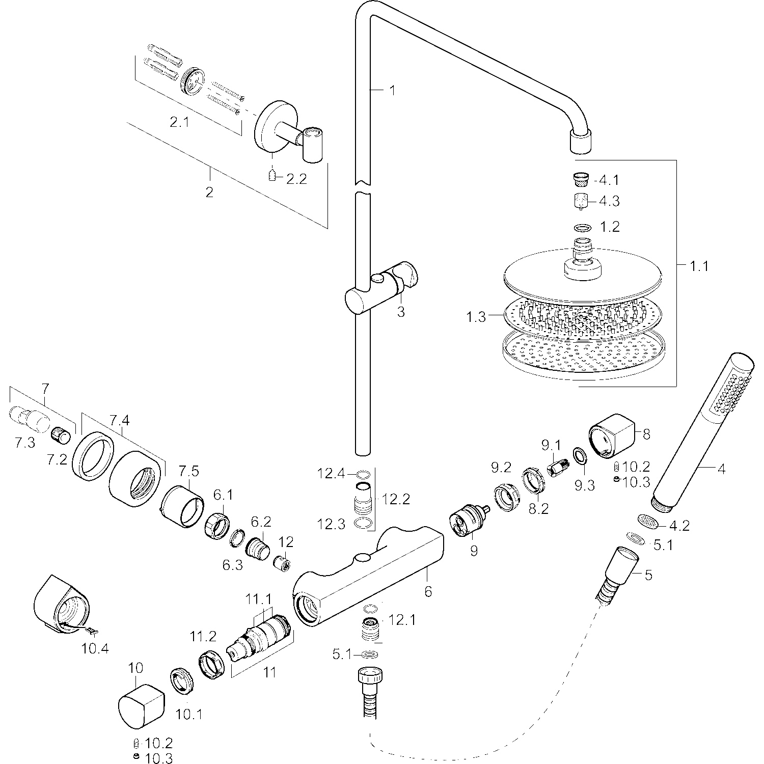 HA Regenbrause-Duscharmatur HANSATEMPRA Style 5842 1-strahlig Ausladung 450 mm DN15