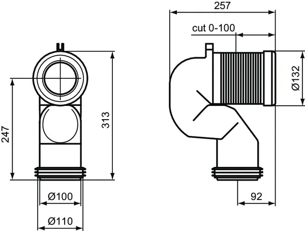 Ideal Standard WC-Anschlussstutzen T002667, 90 Grad Bogen, weiß, 0,74 kg Ideal Standard WC-Anschlussstutzen T002667, 90 Grad Bogen, weiß, 0,74 kg