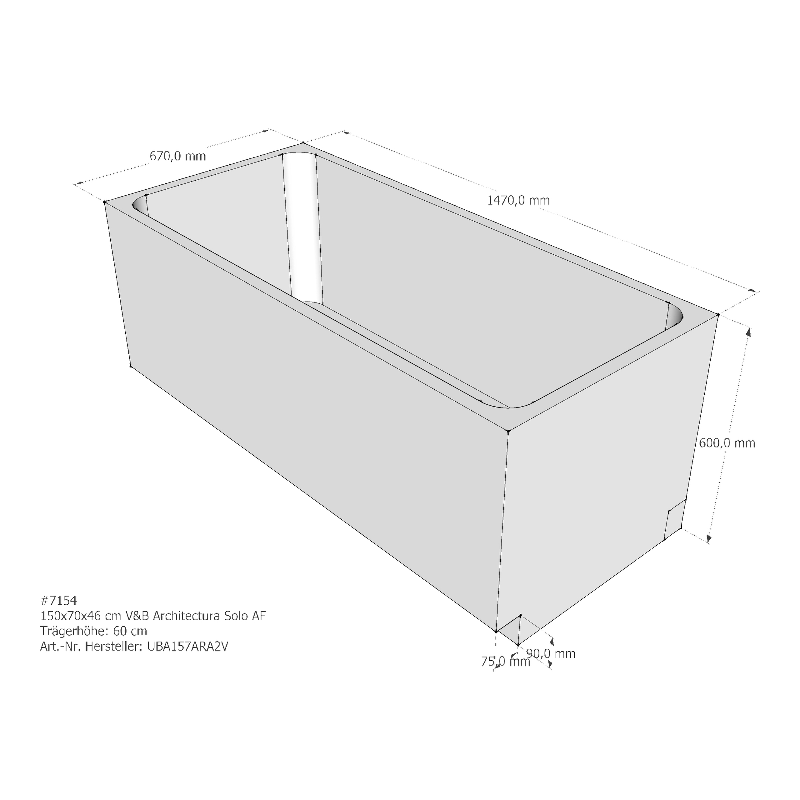 Badewannenträger für Villeroy & Boch Architectura (Omnia) 150 × 70 × 46 cm