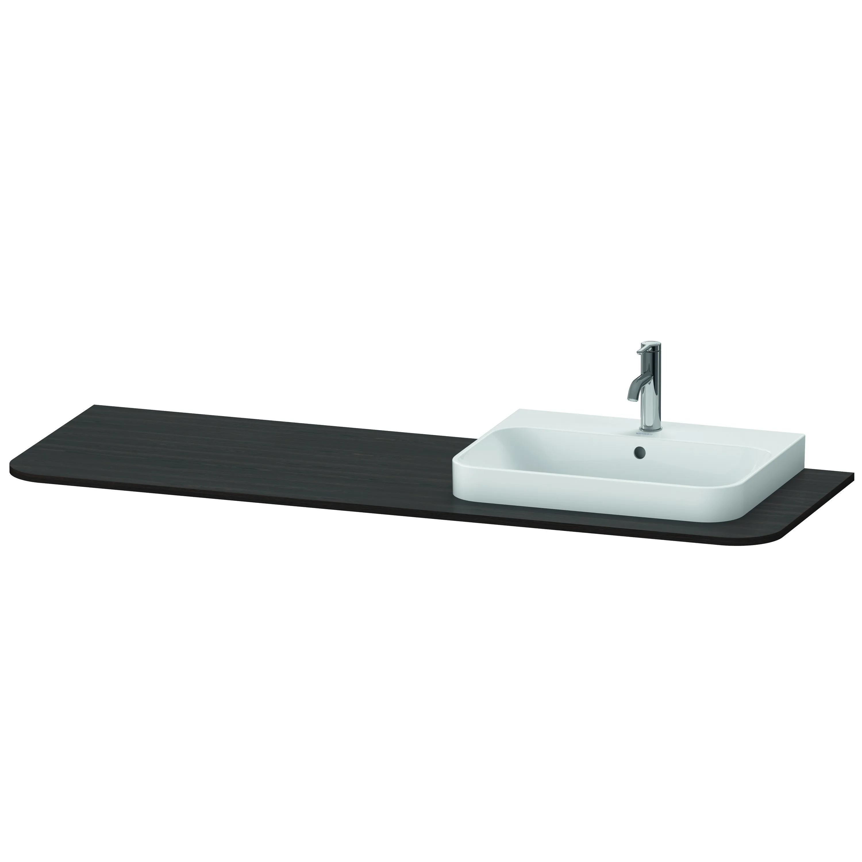 Duravit Konsole „Happy D.2 Plus“ in Nussbaum gebürstet Becken: rechts / Farbe: Nussbaum gebürstet / Größe: 160 × 55 × 1,6 cm