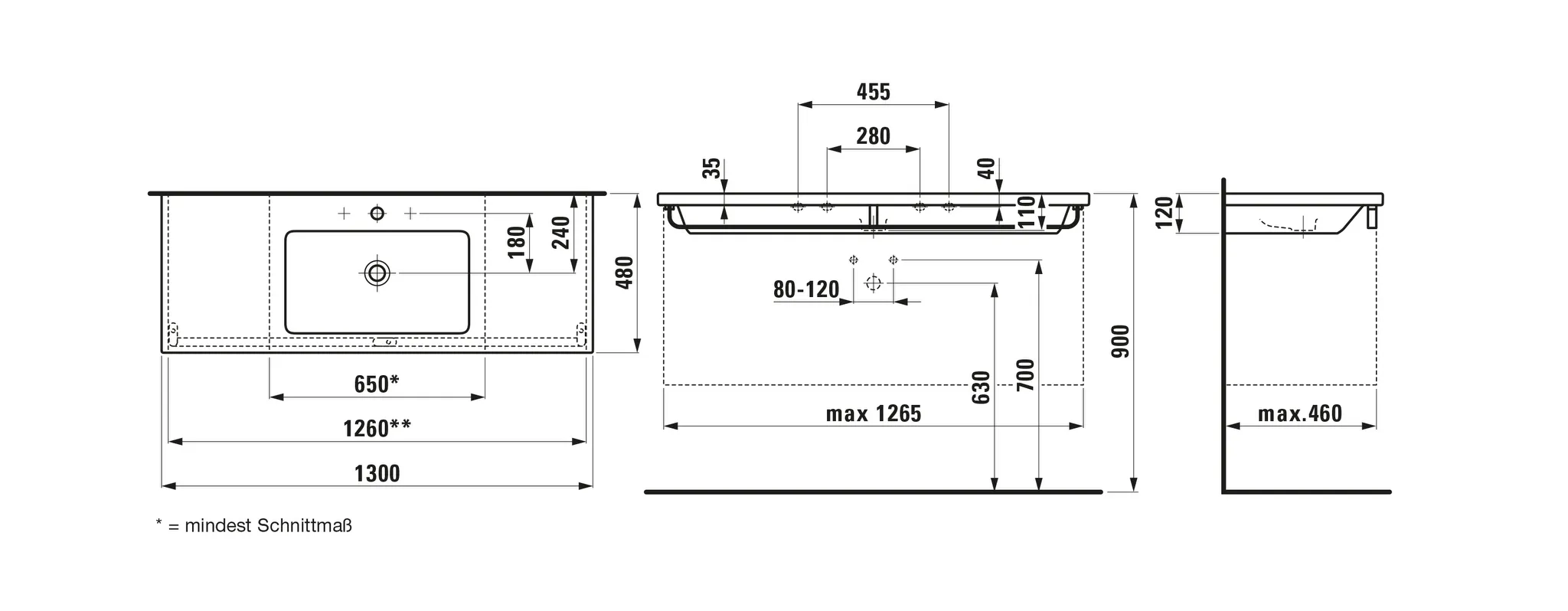 Waschbecken „LIVING SQUARE“, Hahnlochposition mittig Waschbecken „LIVING SQUARE“, Hahnlochposition mittig