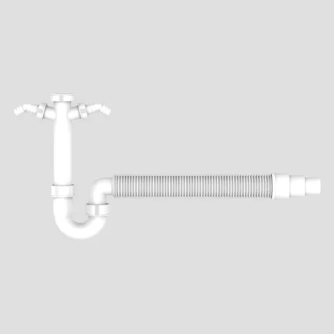 Rohrgeruchverschluss G1 1/2 × 40/50, flexibler Schlauch, 2 Geräteanschlüsse