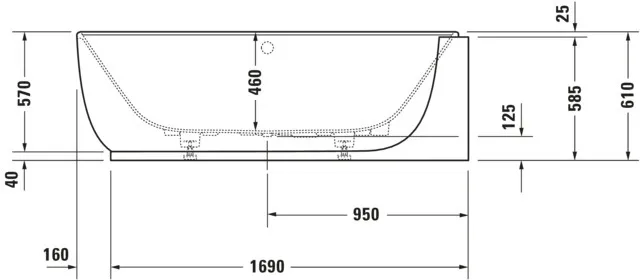 Duravit Badewanne „Luv“ vorwand oval 185 × 95 cm, rechts