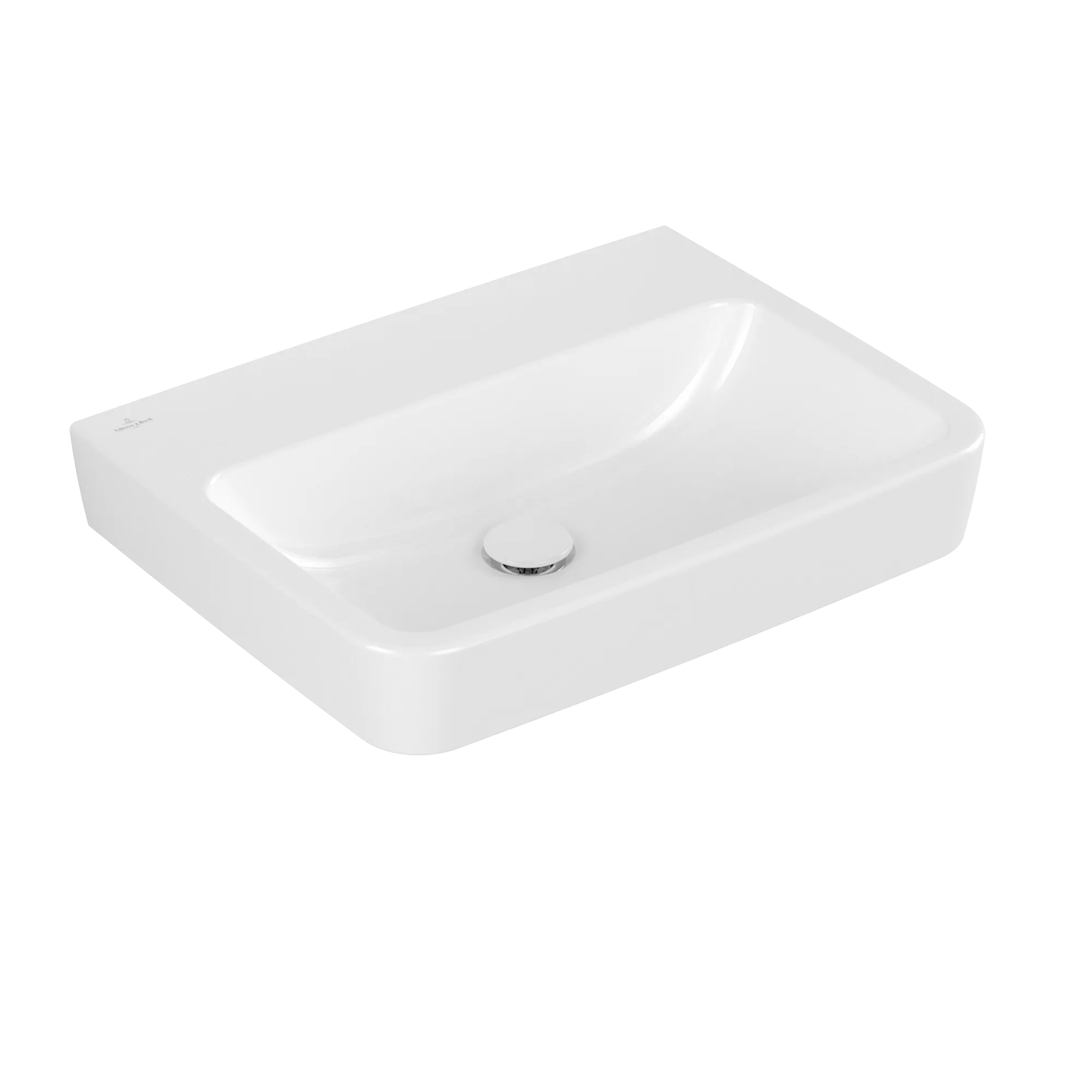 Villeroy & Boch O.novo Wandwaschbecken 600x460x175 mm, weiß Alpin AntiBac CeramicPlus, eckig, rechteckige Innenform, ohne Überlauf, glänzende Oberfläche