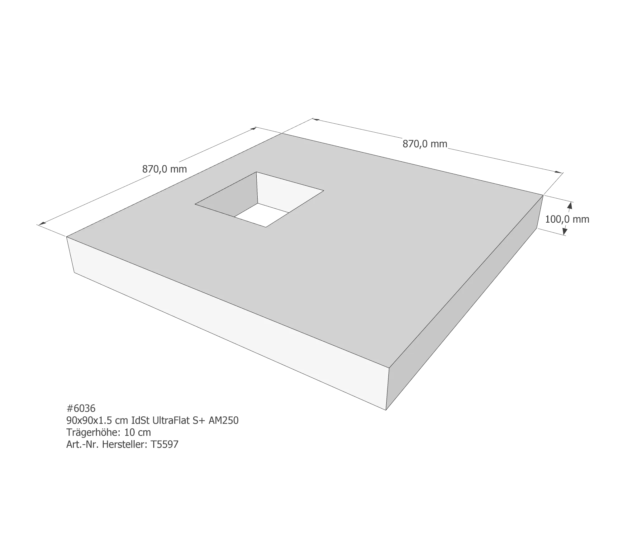 Duschwannenträger passend für Ideal Standard 90 × 90 × 1,5 cm