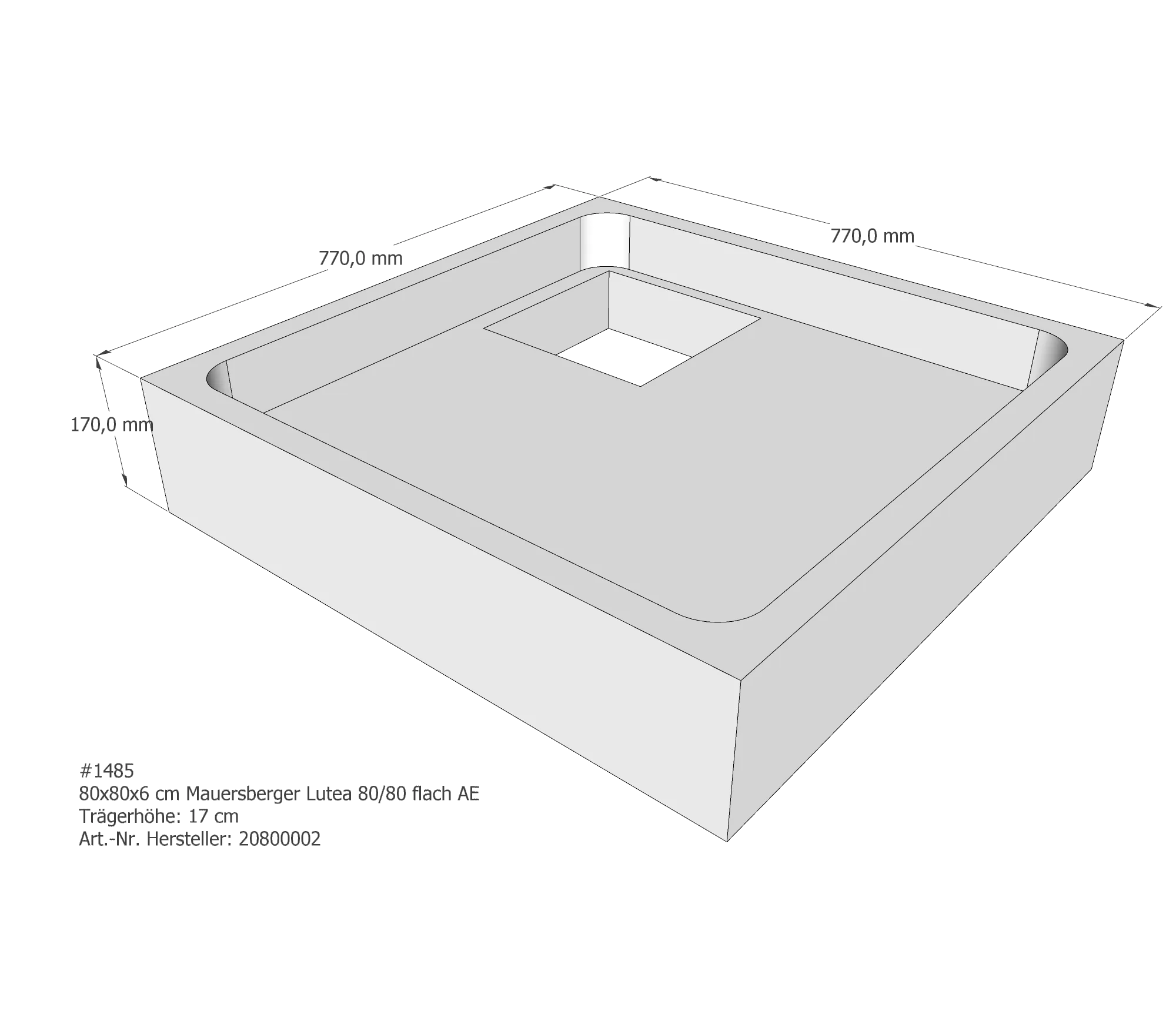 Duschwannenträger für Mauersberger Lutea 80/80 F 80 × 80 × 6 cm