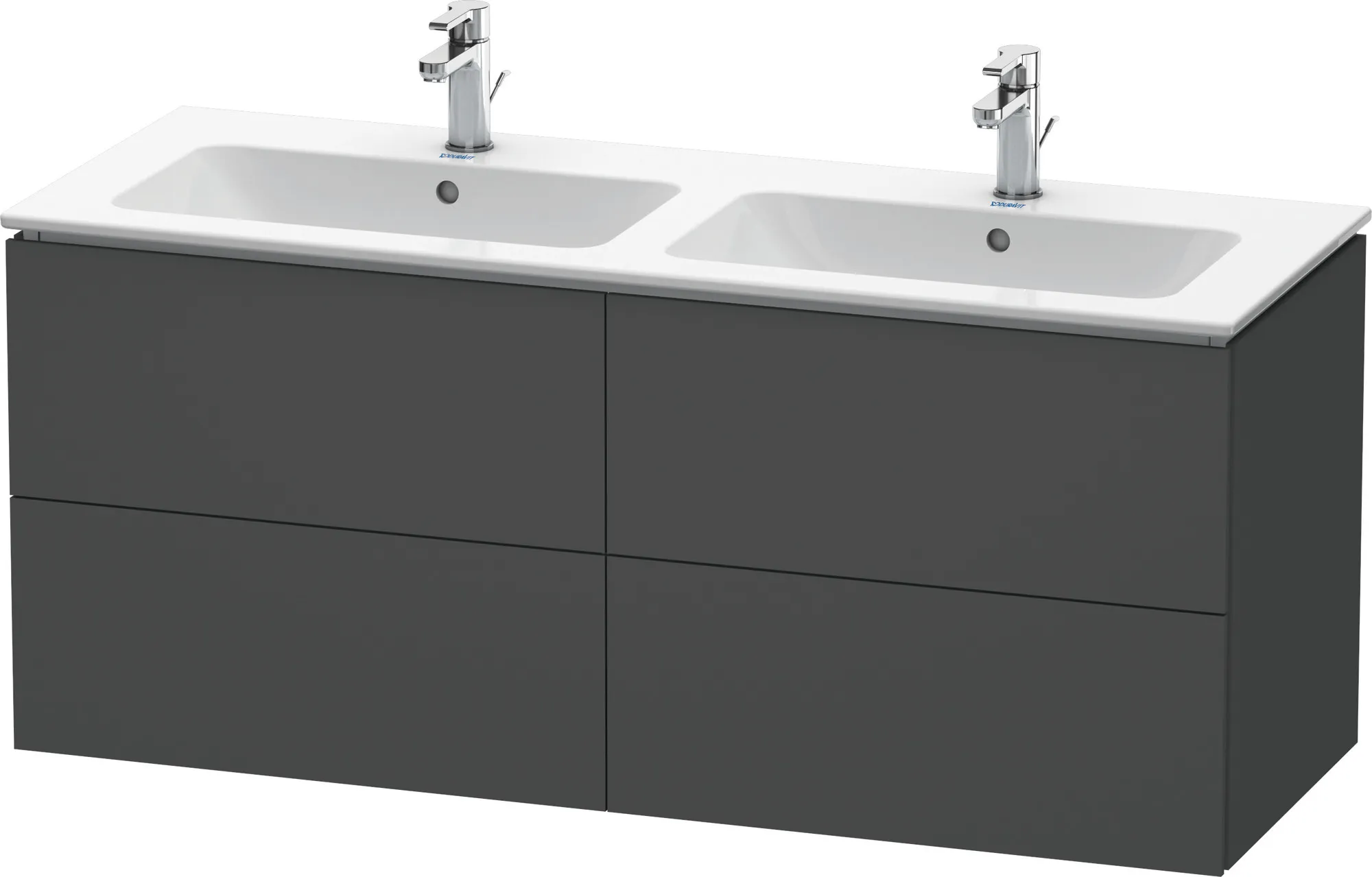 Duravit Waschtischunterschrank wandhängend „L-Cube“ 129 × 55 × 48,1 cm Graphit Matt