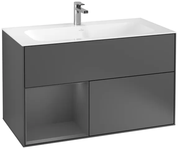 Villeroy & Boch Waschtischunterschrank „Finion“ für Schrankwaschtisch 996 × 591 × 498 mm Anthracite Matt Lacquer, für Becken mittig Villeroy & Boch Waschtischunterschrank „Finion“ für Schrankwaschtisch 996 × 591 × 498 mm Anthracite Matt Lacquer, für Becken mittig