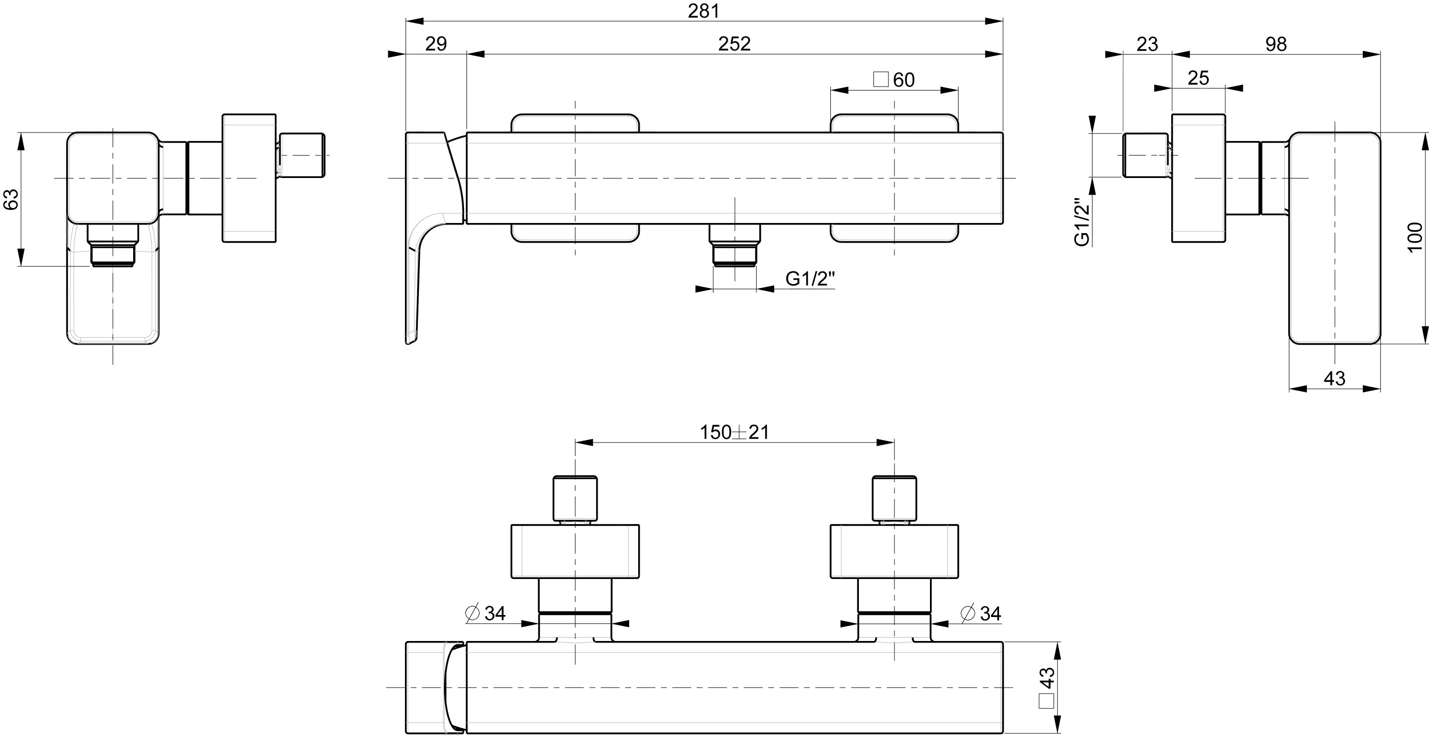 Einhand-Duscharmatur „Subway 3.0“ 4,3 cm