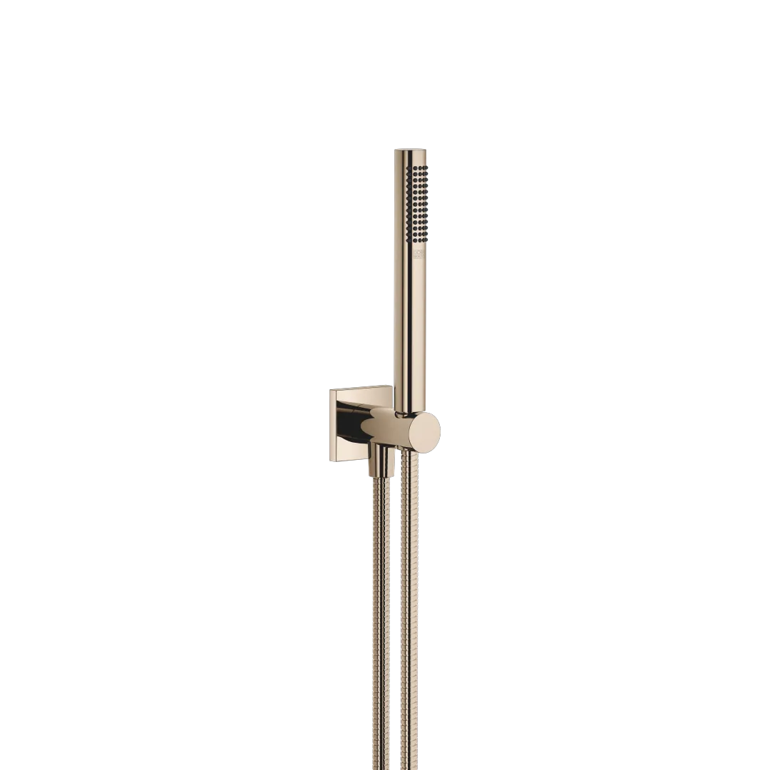 Dornbracht Schlauchbrausegarnitur SERIENSPEZIFISCH Light Gold PVD, 1/2" Anschluss, Rosette 60 x 60 mm, max. Durchfluss 15 l/min, Metallschlauch 1250 mm mit Verdrehschutz