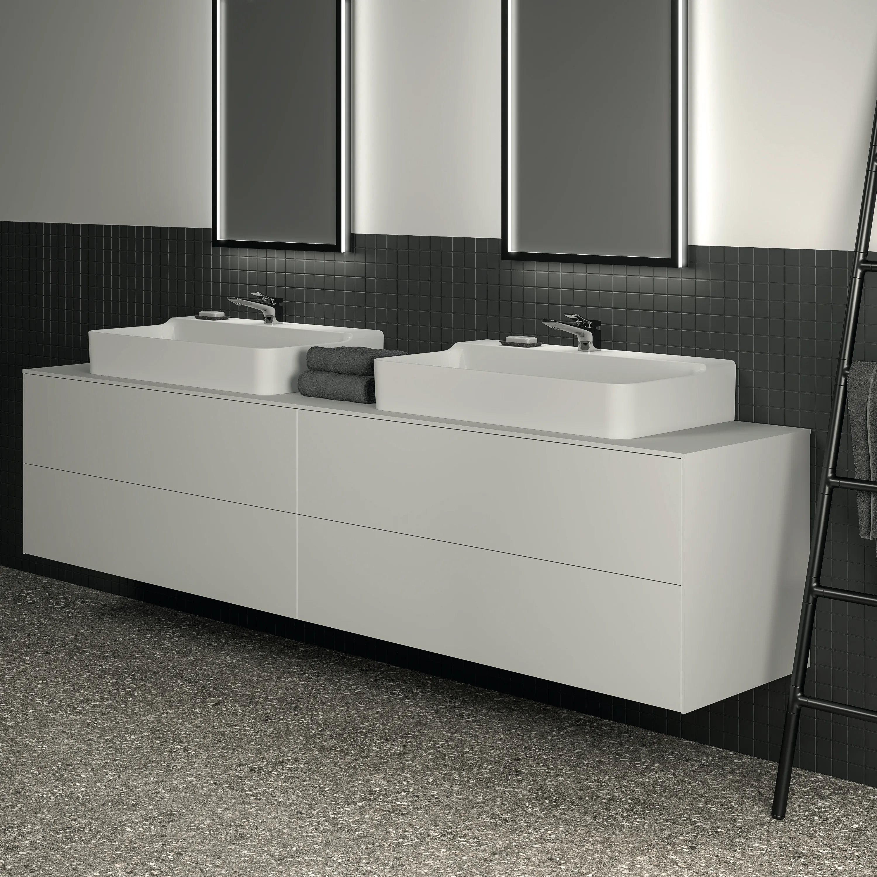 Ideal Standard Waschtischunterschrank „Conca“ 238,7 × 55 × 50,5 cm Weiß matt lackiert Ideal Standard Waschtischunterschrank „Conca“ 238,7 × 55 × 50,5 cm Weiß matt lackiert
