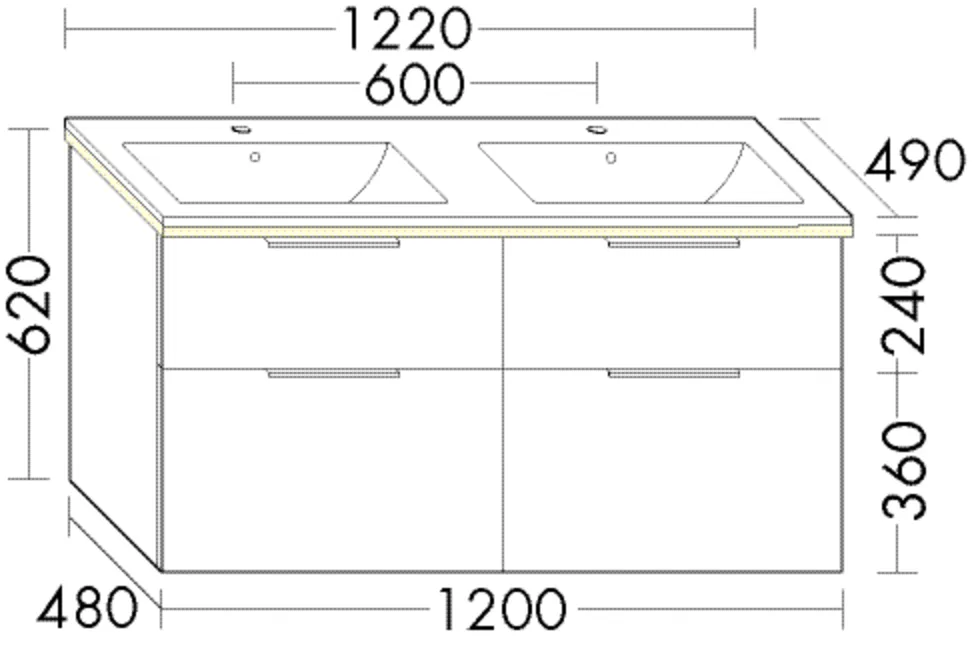 Keramik-WT+WTU (SHCA122), Eqio, 490x1220x620, Lack Matt