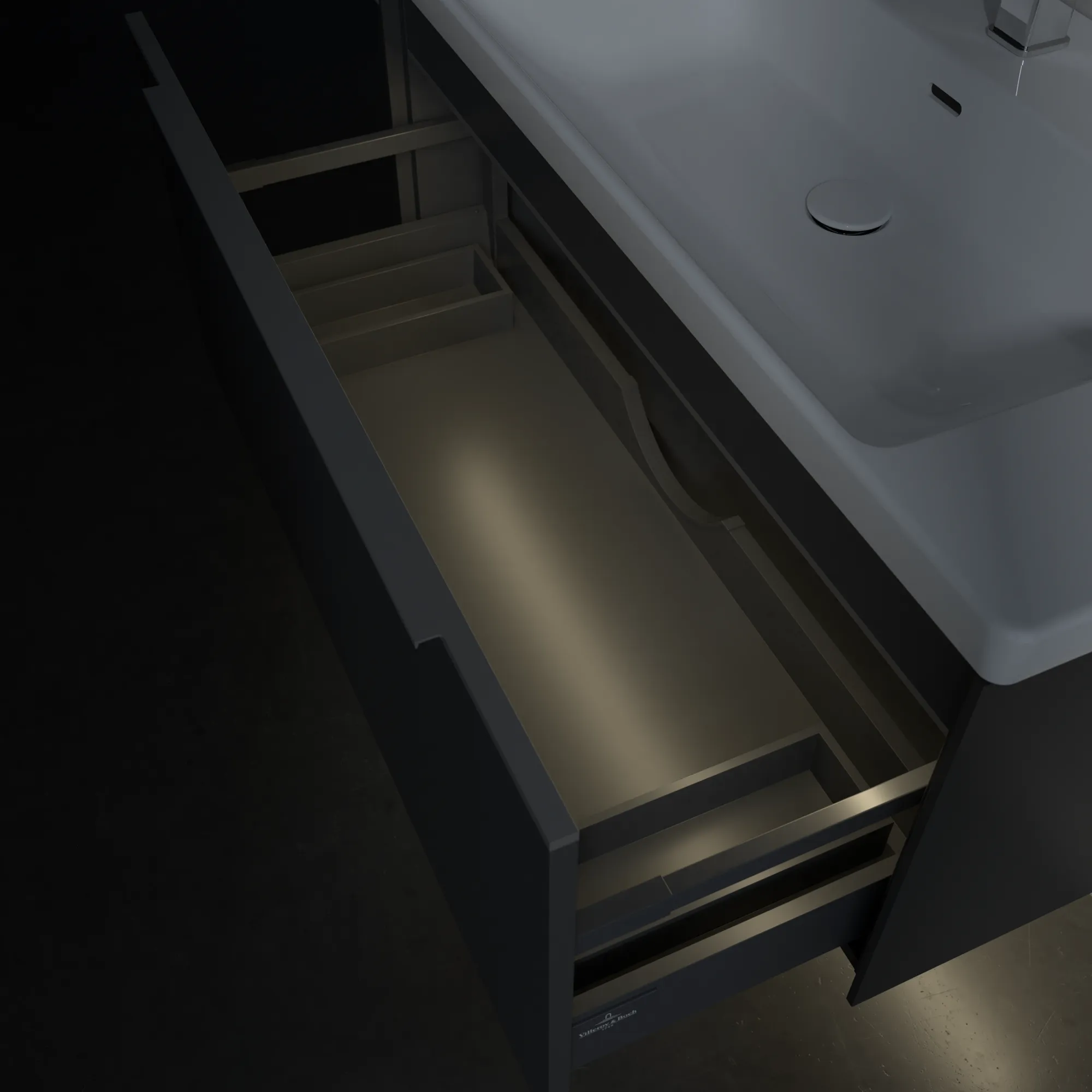 Villeroy & Boch Waschtischunterschrank „Subway 3.0“ für Schrankwaschtisch 973 × 429 × 478 mm Graphite, für Becken mittig