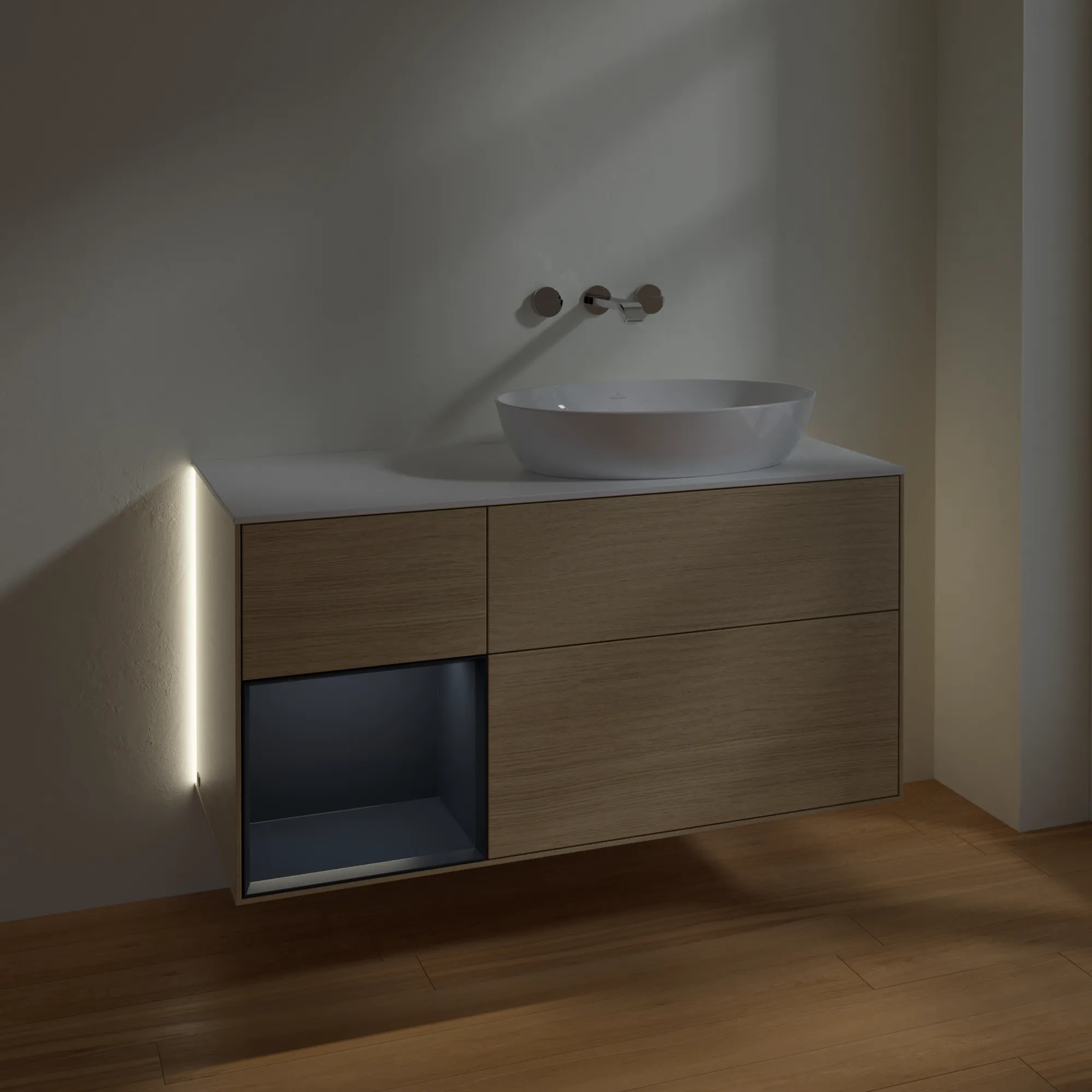 Villeroy & Boch Waschtischunterschrank „Finion“ für Schrankwaschtisch 1200 × 603 × 501 mm Oak Veneer, für Becken rechts, ohne Hahnlochbohrung Villeroy & Boch Waschtischunterschrank „Finion“ für Schrankwaschtisch 1200 × 603 × 501 mm Oak Veneer, für Becken rechts, ohne Hahnlochbohrung