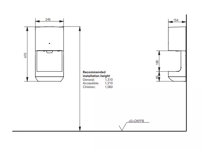 Toto Händetrockner Aufputz in weiß Toto Händetrockner Aufputz in weiß