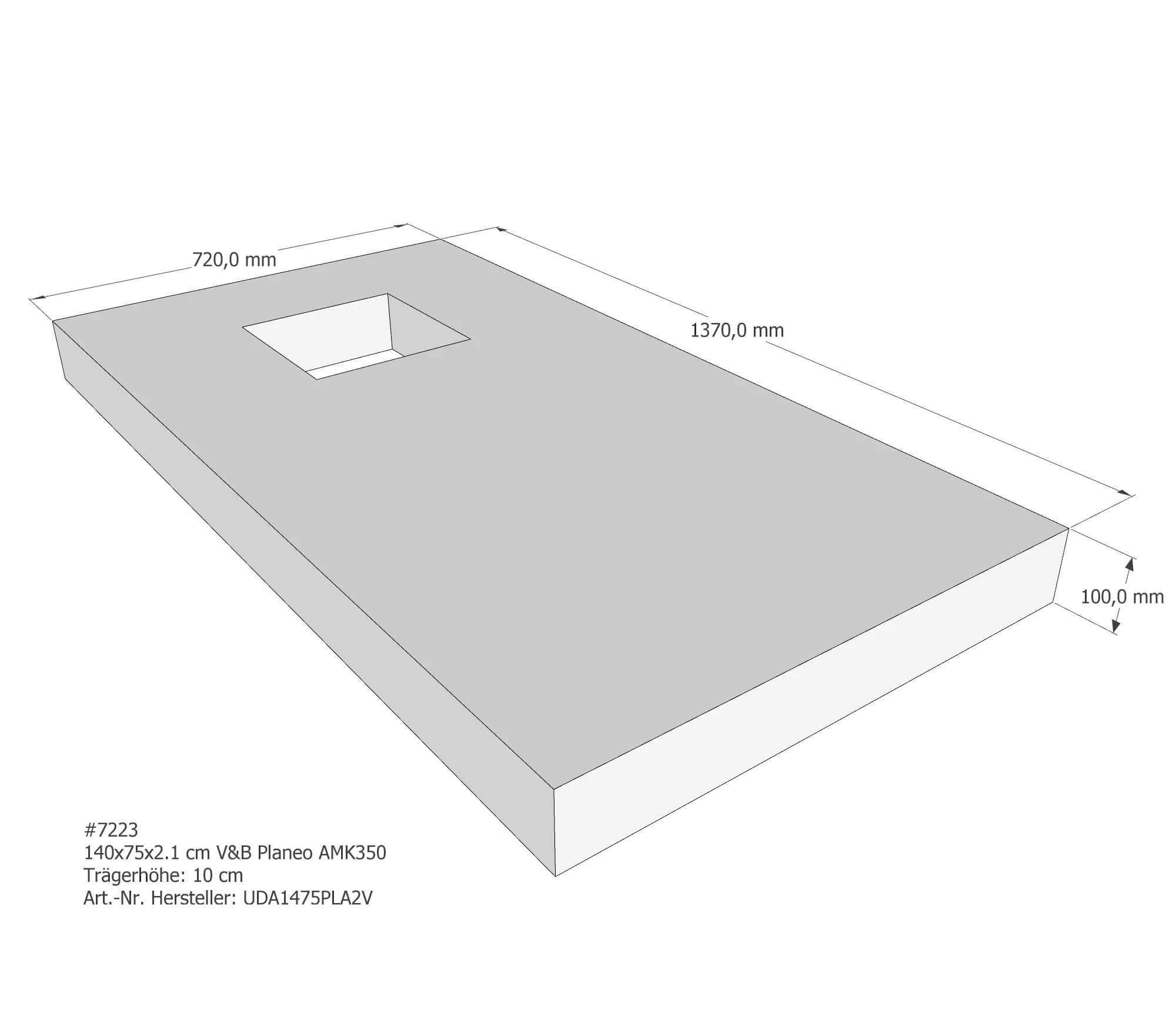 Duschwannenträger für Villeroy & Boch Planeo 140 × 75 × 2,1 cm