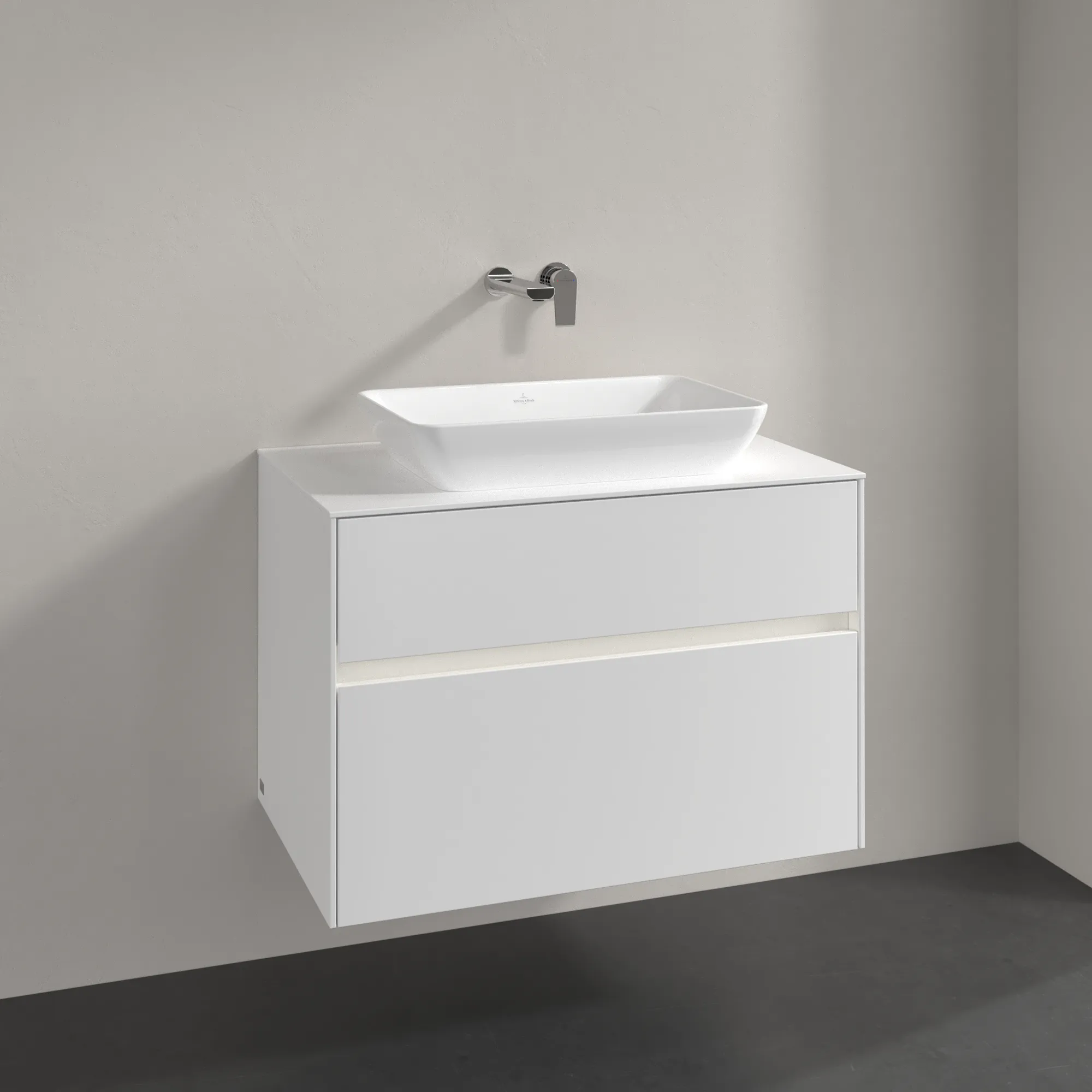 Villeroy & Boch Waschbeckenunterschrank Collaro C108B0, Eckig White Matt, 800x548x500mm, mit Beleuchtung und SoftClosing
