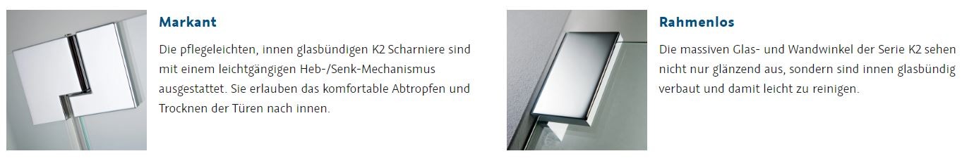 HSK Drehfalttür pendelbar „K2“ Glas Klar hell,