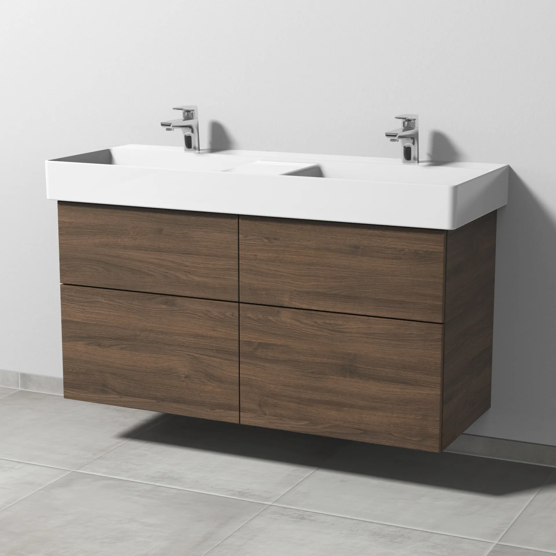 Sanipa Waschtischunterschrank „3way“ passend zu Keramik-Waschtische Dura Square von Duravit 1140 × 588 × 447 mm in Eiche Arizona