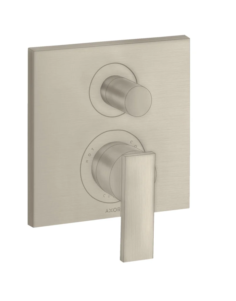 Hansgrohe AXOR Citterio Einhebel-Wannenmischer Unterputz Brushed Nickel, 2 Verbraucher, Keramikmischsystem, einstellbare Temperaturbegrenzung, automatische Rückstellung, Schalldämpfer, für Durchlauferhitzer geeignet