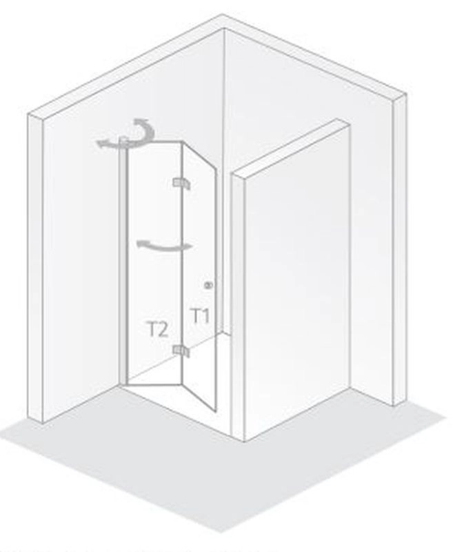 HSK teilgerahmte Duschtür Drehfalttür „Atelier Plan“ für Nische Glas Linea 01 (80 cm), Profile Chromoptik (Alu Hochglanz poliert), B: 900 mm H: 2000 mm HSK teilgerahmte Duschtür Drehfalttür „Atelier Plan“ für Nische Glas Linea 01 (80 cm), Profile Chromoptik (Alu Hochglanz poliert), B: 900 mm H: 2000 mm