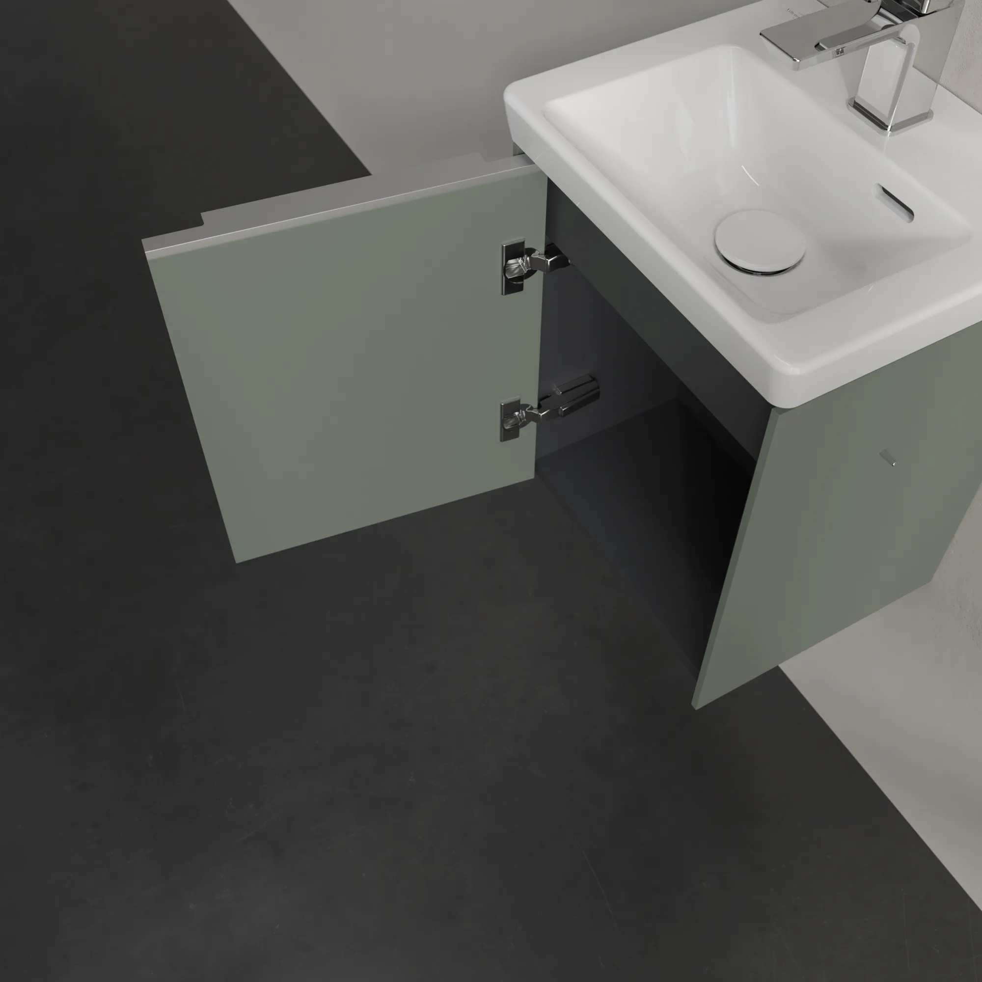 Villeroy & Boch Waschbeckenunterschrank Subway 3.0, eckig, Soft Green, 429 mm Höhe, 351 x 293 mm, mit Aluminiumgriff und SoftClosing Villeroy & Boch Waschbeckenunterschrank Subway 3.0, eckig, Soft Green, 429 mm Höhe, 351 x 293 mm, mit Aluminiumgriff und SoftClosing