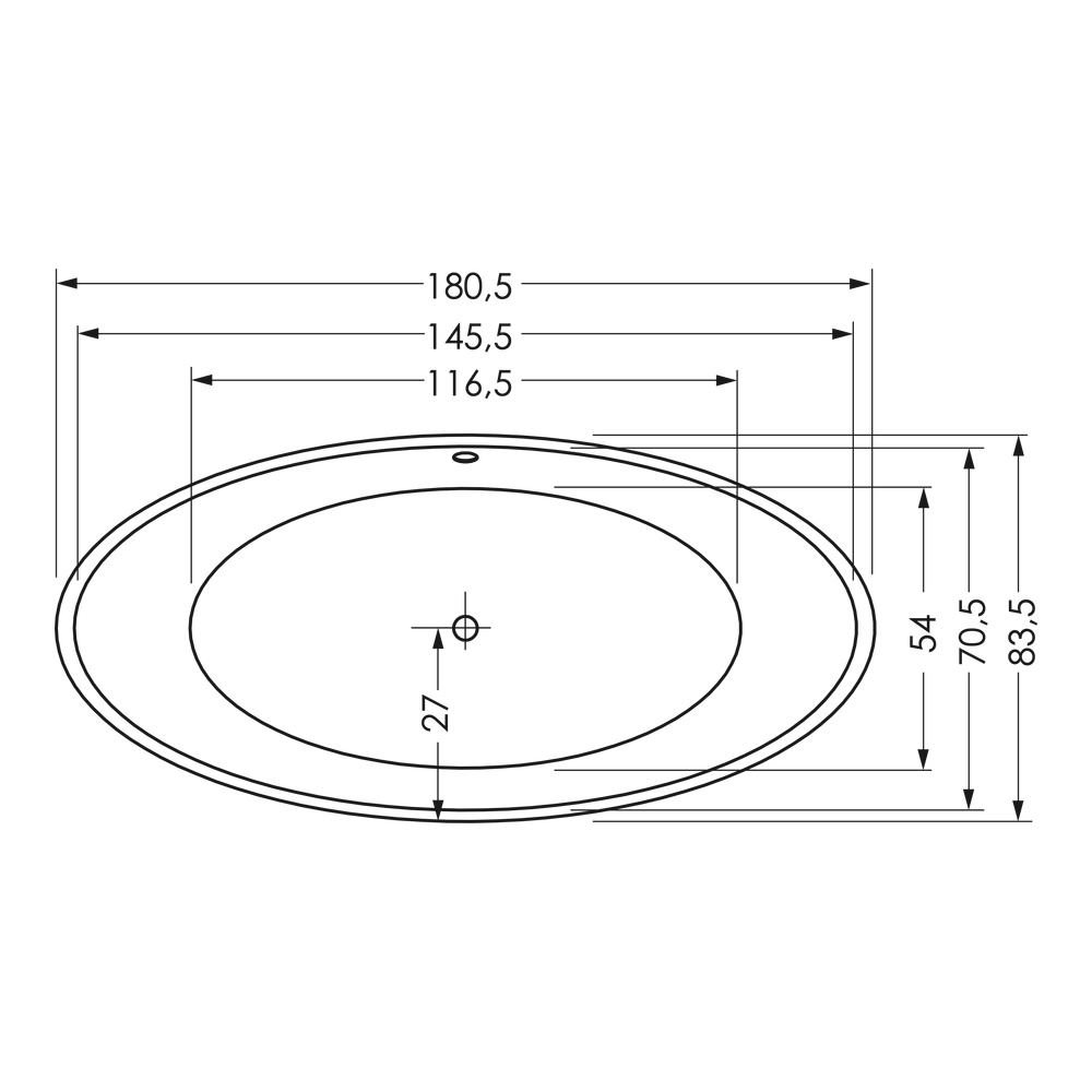 repaBAD Badewanne „Ferrara F“ freistehend oval 1800 × 850 mm, Mittelablauf in Weiß repaBAD Badewanne „Ferrara F“ freistehend oval 1800 × 850 mm, Mittelablauf in Weiß