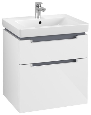 Villeroy & Boch Waschtischunterschrank „Subway 2.0“ für Schrankwaschtisch 58,7 × 59 × 45,4 cm 2 Schubladen, für Waschtischposition mittig, 1 × Accessory Box L 