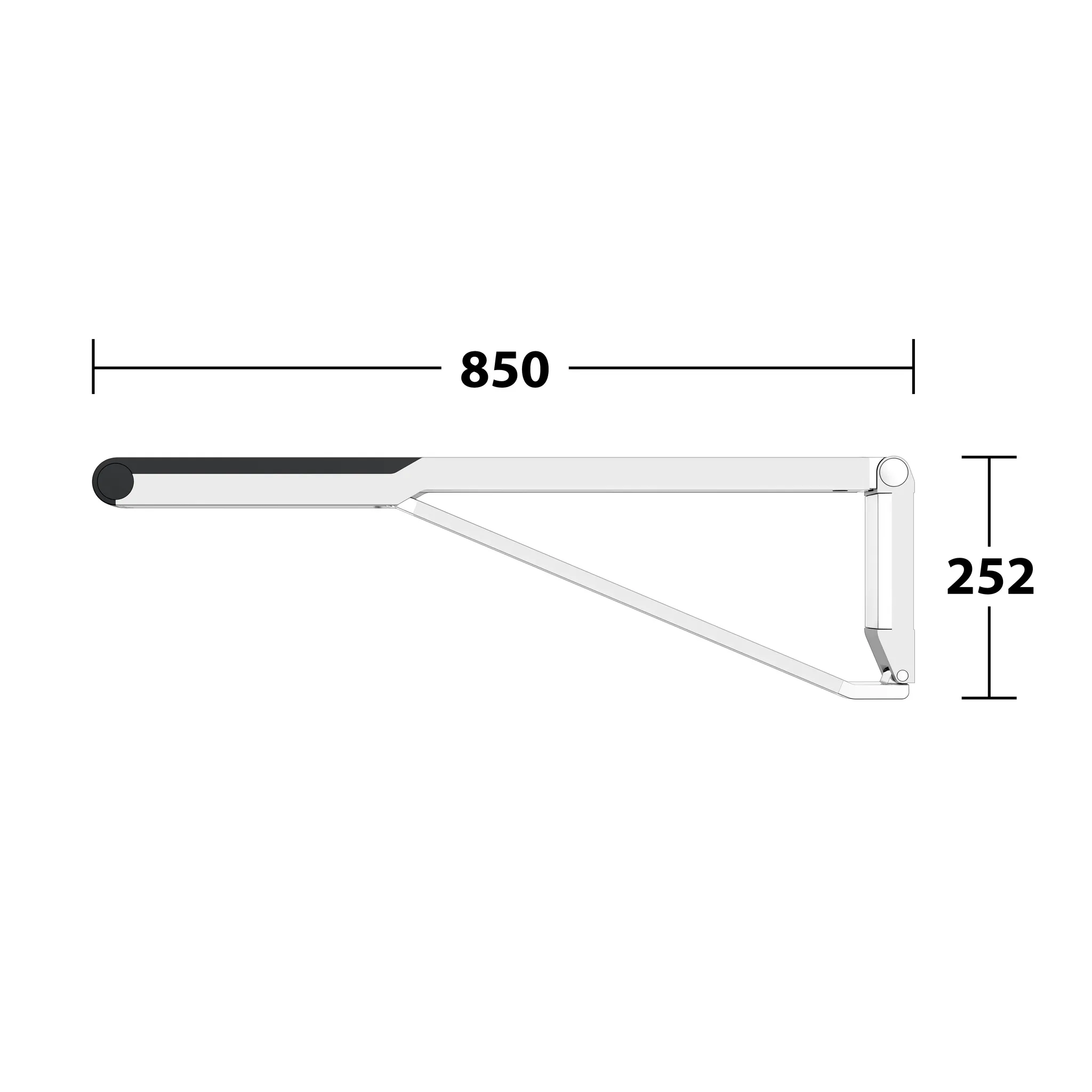 AXESS Stützklappgriff WC 850 mm silber-eloxiert/schwarz