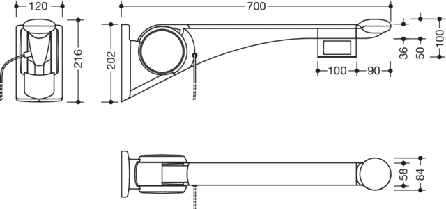 HEWI Stützklappgriff „Serie 802 LifeSystem“