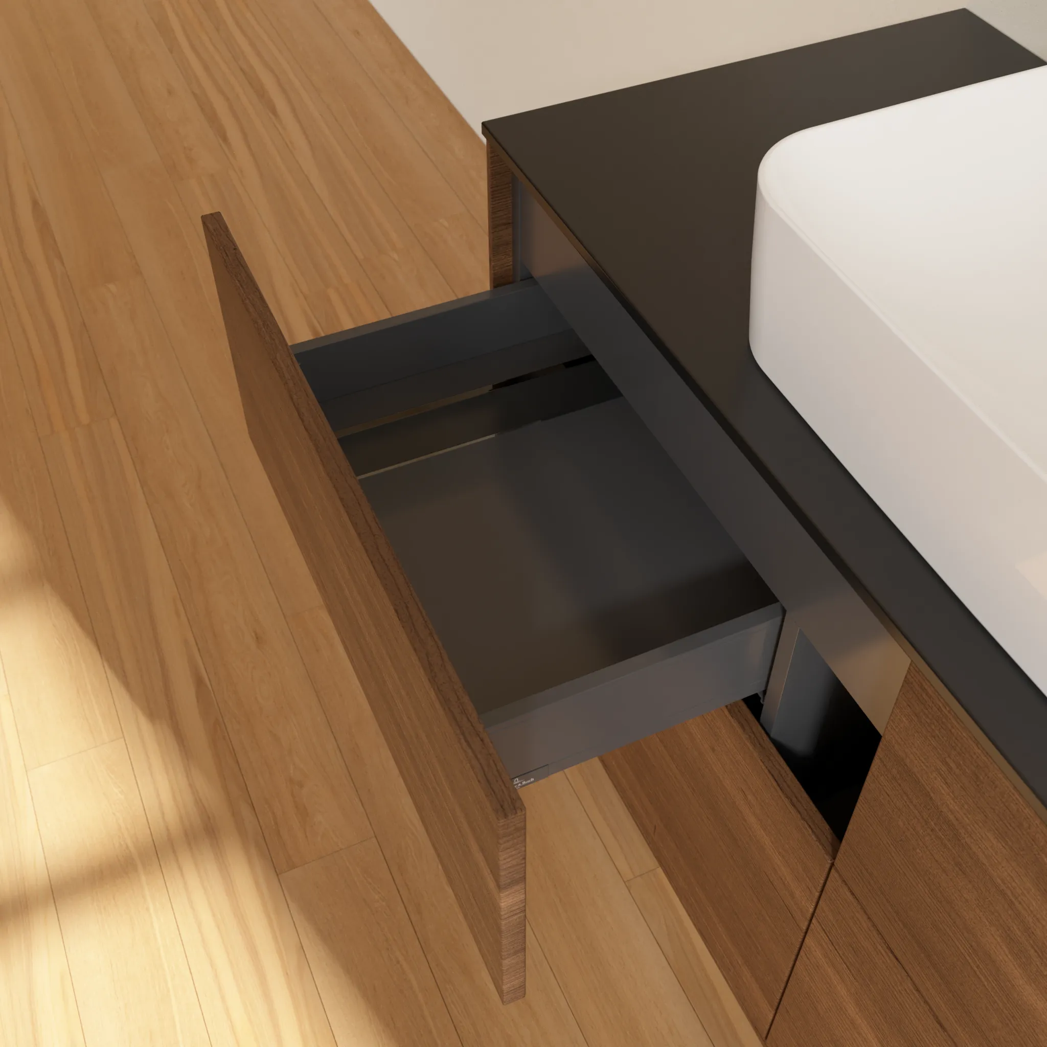 Villeroy & Boch Waschtischunterschrank „Finion“ für Schrankwaschtisch 1200 × 603 × 501 mm Walnut Veneer, für Becken mittig