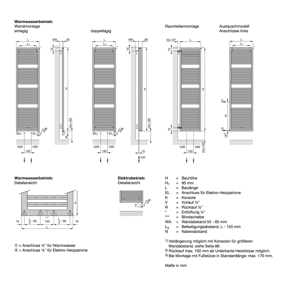 Zehnder Design-Elektroheizkörper „Universal“ 45 × 119,5 cm in Grey Aluminium (glänzend) Zehnder Design-Elektroheizkörper „Universal“ 45 × 119,5 cm in Grey Aluminium (glänzend)