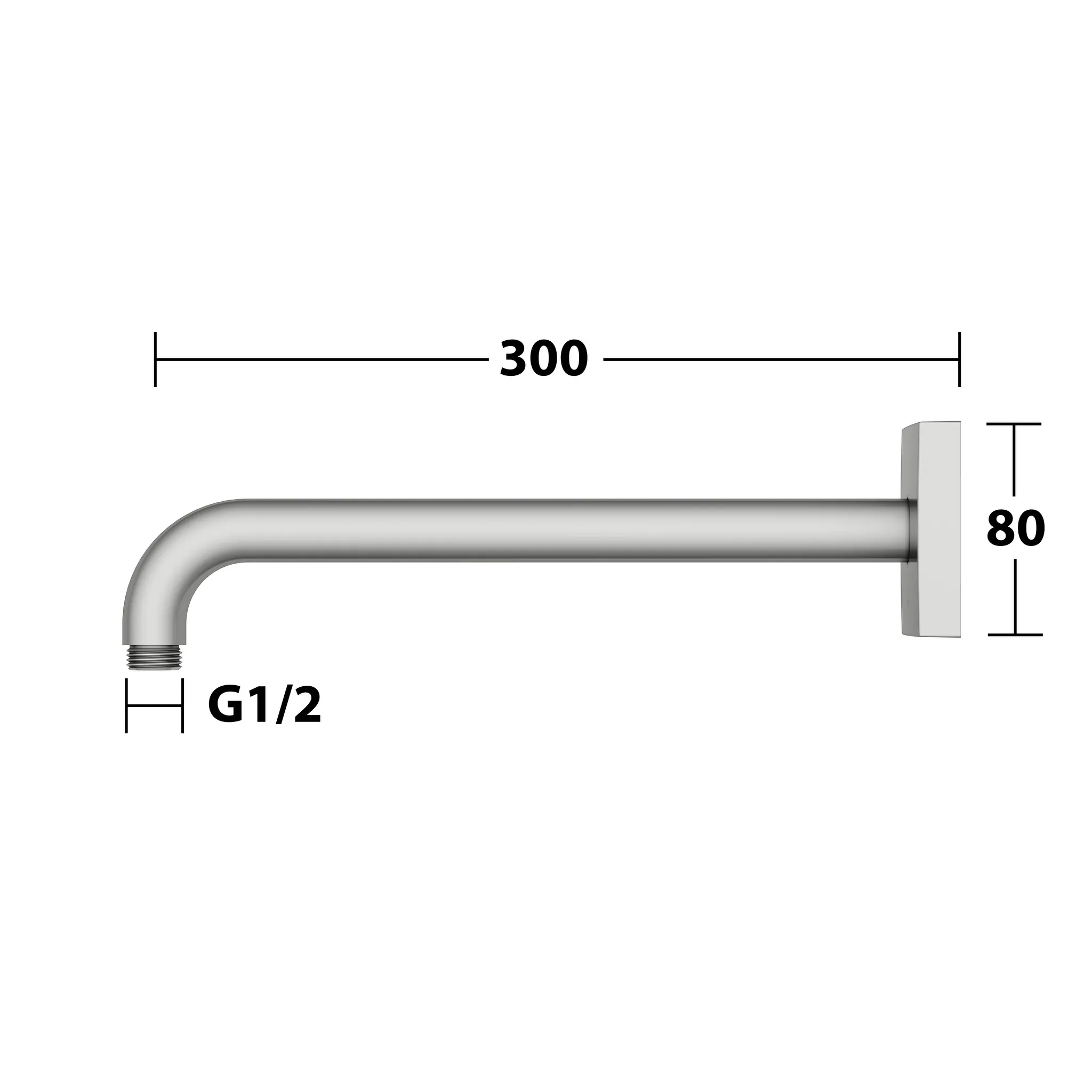 Brausen und Brausezubehör Brausearm Wandanschluss Ausladung 300 mm Edelstahl-finish