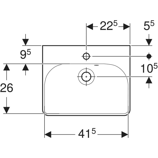 Wandwaschtisch „Smyle Square“, Hahnlochposition mittig, rechteckig, mit Überlauf 45 × 36 cm in weiß alpin Wandwaschtisch „Smyle Square“, Hahnlochposition mittig, rechteckig, mit Überlauf 45 × 36 cm in weiß alpin
